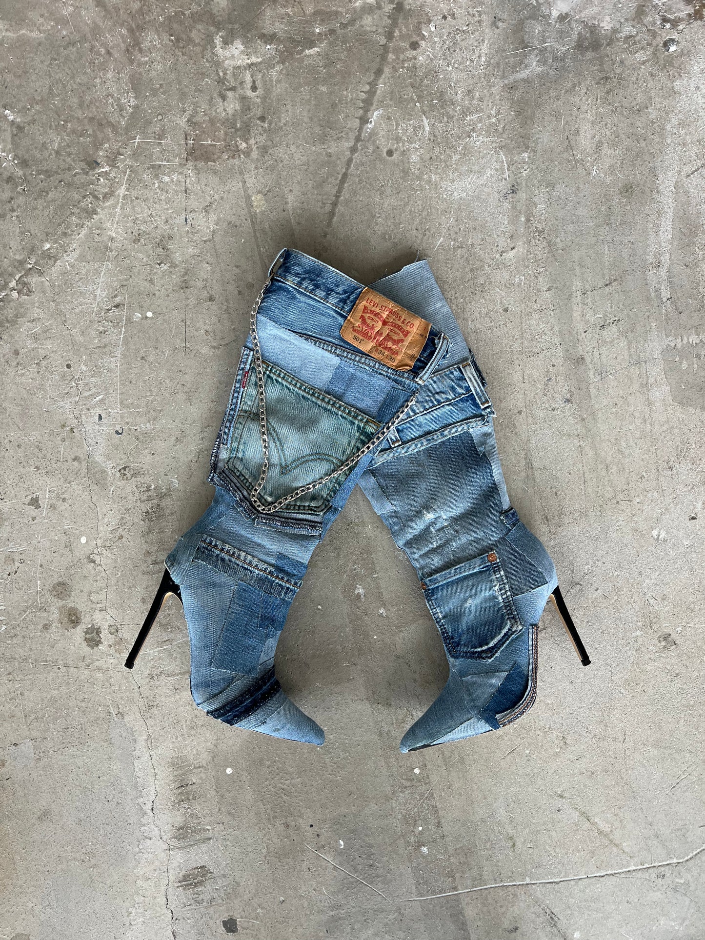 Reworked Levi Boots Blue Twenty Eight